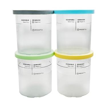 Imagem de CXQ Recipiente de sorvete tamanho família GG, compatível com Ninja NC501 CREAMi Deluxe 11 em 1 sorvete e Frozen Treat Maker modelo NC500/NC501/NC501H/NC501HBL/NC503HGN (cinza/azul/verde/amarelo)