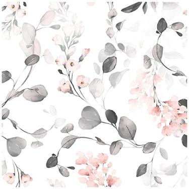 Imagem de Blooming Wall DPY53 Aquarela Boho Folhas Cinzentas Frescas Texturizadas Papel de Parede Autoadesivo Pré-colado