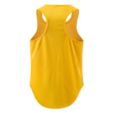 Imagem de Camiseta regata masculina Active Vest Body Building Muscle Fitness com ajuste solto para treino, Amarelo, 3G