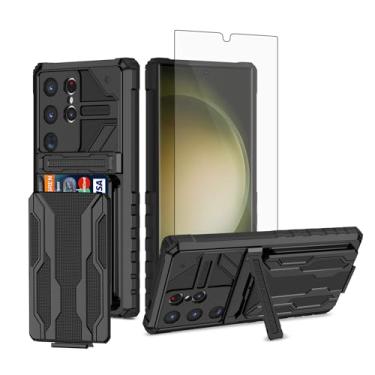 Imagem de Asuwish Capa de celular para Samsung Galaxy S24 Ultra 5G com película protetora de tela de vidro temperado e suporte fino para cartão de crédito, suporte, acessórios para celular S24Ultra 24S S 24