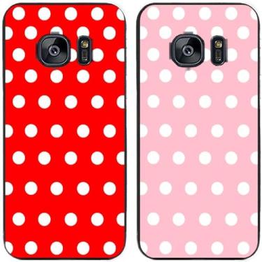 Imagem de 2 peças de capa de telefone traseira de silicone em gel TPU com bolinhas vermelhas e rosa para Samsung Galaxy todas as séries (Galaxy S7)