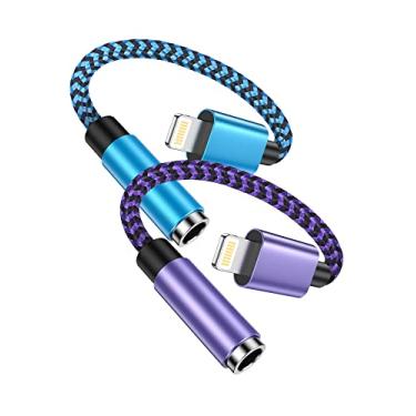 Imagem de [Certificado Apple MFi] Adaptador de fone de ouvido para iPhone 3,5 mm, pacote com 2 conectores Lightning para fone de ouvido de 3,5 mm, conversor de áudio, adaptador auxiliar para iPhone 14, 13, 12,