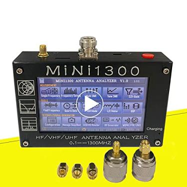 Imagem de Analisador de antena Mini1300 atualizado de 0,1 Mhz ~ 1300 MHz com kits de calibração SMA, analisador de rede vetorial, multicêntrico, carcaça de alumínio portátil, HF VHF UHF, todas as bandas