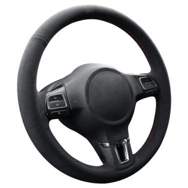 Imagem de Alfanxi Costura à mão Itália Alcantara Capa de volante para Volkswagen CC/Eos/Golf/Jetta/Passat