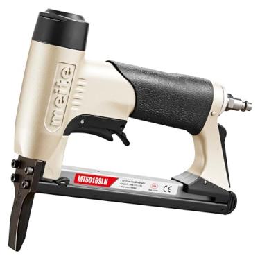 Imagem de Meite Grampeador Pneumático Fino Longo de Nariz Seguro 20 Calibre 1/2 Polegada Coroa 1/4 a 5/8 Polegada 114 Peças Prata Automático Liga de Aço Clássico