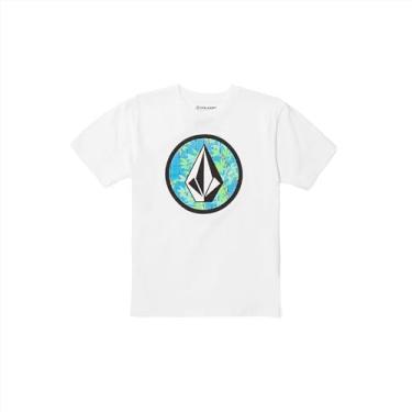 Imagem de Volcom Camiseta de manga curta com pedra circular para meninos, Branco 224, G