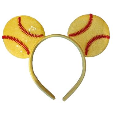Imagem de CLGIFT Faixa de cabeça Mickey Minnie, orelhas pretas prateadas, orelhas Minnie DIY para meninos, orelhas esportivas a granel
