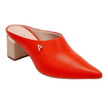 Imagem de Mule Feminino Salto Grosso Bico Fino - Tangerina 35