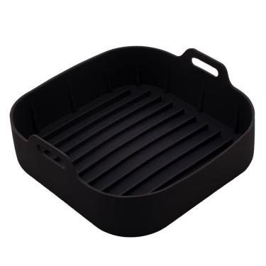 Imagem de Forma Quadrada de Silicone para Air Fryer Preta 20cm