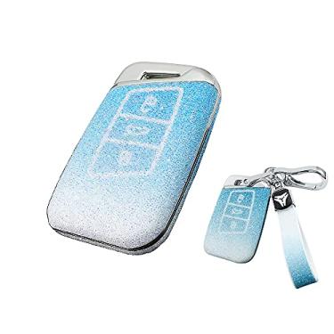Imagem de HIBEYO Para Volkswagen KR5FS14-US Smart Key Strass Crystal PC Capa protetora de chave sem chave para VW Tiguan Atlas Passat Golf Alltrack Jetta Skoda Kodiaq Superb A7 Key Case - Azul gradiente