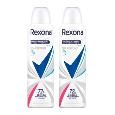 Imagem de Kit 2 Desodorante Rexona Sem Perfume Aerosol Antitranspirante 72h 150m