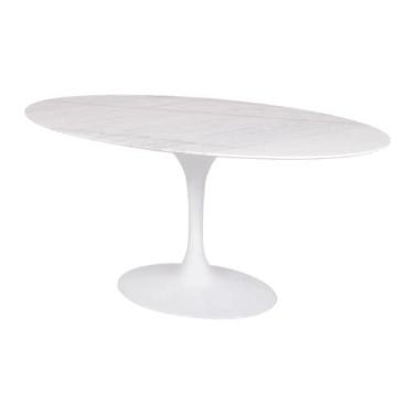 Imagem de Mesa Saarinen Oval Espirito Santo 135x90cm - Base Branca - mgsaarinen