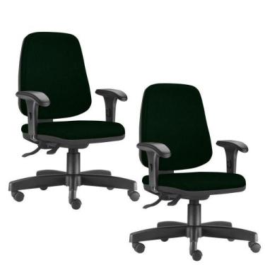 Imagem de Kit 02 Cadeiras Giratórias Job L02 Diretor Executiva Crepe Verde Musgo