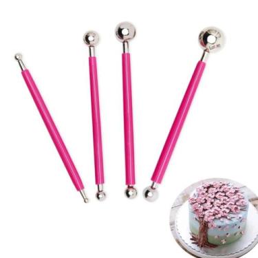 Imagem de Kit 4 Boleadores Pontas Dupla Metal Inox Artesanato Biscuit - ARTMAK, 