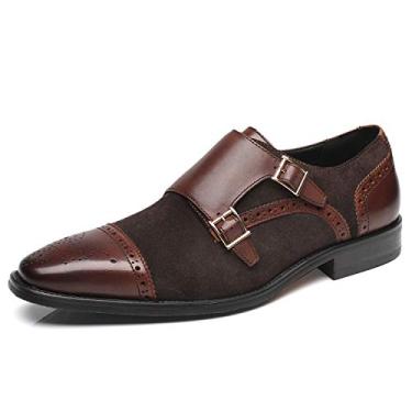 Imagem de La Milano Sapato social masculino com cadarço Oxford clássico bico liso moderno formal sapatos de couro para homens, Noble-3-marrom escuro, 38