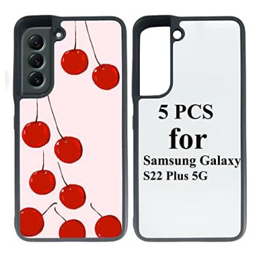Imagem de JUSTRY 5 peças de capa de telefone em branco de sublimação compatível com Samsung Galaxy S22+ Plus 5G, capa de telefone 2 em 1 2D de borracha macia TPU em branco DIY prensa térmica, acabamento