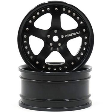 Imagem de hobbysoul 2pcs RC 1/10 Aluminum Alloy Wheel Rims Hex 12mm Adjustable Offset Black Color Fit 1:10 RC On Road Drift Touring Car Tires