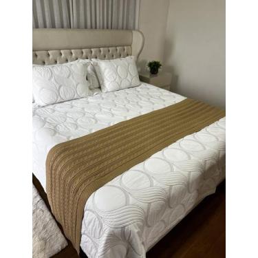 Imagem de Peseira Manta Trança Tricot Cama Queen 230x60cm Madrid - Calu Tricot, 