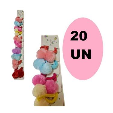 Imagem de Kit 20 Elásticos Xuxinha de cabelo com Pompom colorido - Lynx produçõe
