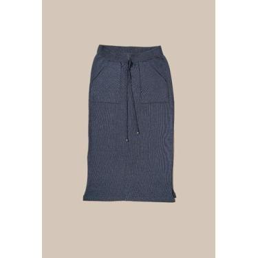 Imagem de Saia Midi Tricot Feminina - Michele Tricot, P, Azul índigo