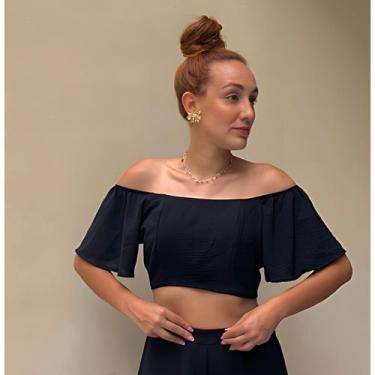 Imagem de Cropped Multiformas Manga Amarrar frente costas Confortável Blogueira 