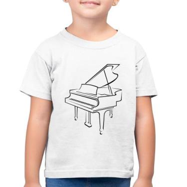 Imagem de Camiseta Algodão Infantil Piano - Foca na Moda, Branco, 12