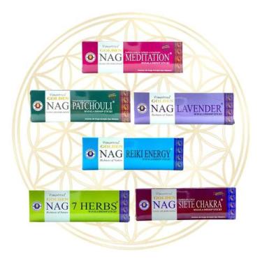Imagem de Incenso Indiano Dhoop Tibetano Golden Nag - KIT A - 6 Aromas, KIT 6 Ar