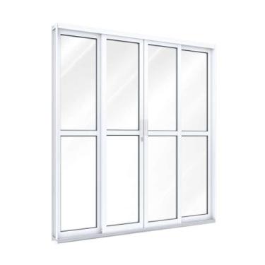 Imagem de Porta de Correr de Aço com Travessa 213 x 200 x 12 cm 4 Folhas Riobras