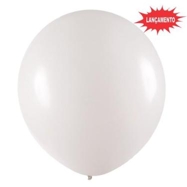 Imagem de Balão de Festa Redondo Profissional Látex Liso 24'' 60cm - Branco - 3 
