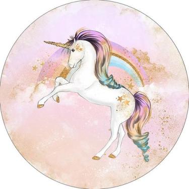Imagem de Painel De Festa Redondo 1,50x1,50 - Unicórnio Dourado 008 - Via Cores