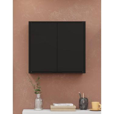 Imagem de Armário Aéreo de Aço Multiuso Aço 2 Portas Smart Preto Matt