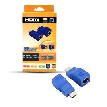 Imagem de Adaptador HDMI Extensor de Sinal até 30m via Cabo RJ45 Cat5e/6 Full HD