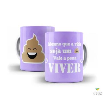 Imagem de Caneca Emoji, Mesmo que a vida seja um...vale a pena viver - Modelo S