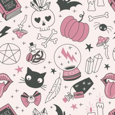Imagem de Papel De Parede Adesivo Halloween Rosa Menina Quarto Teen 10m - Bazar 