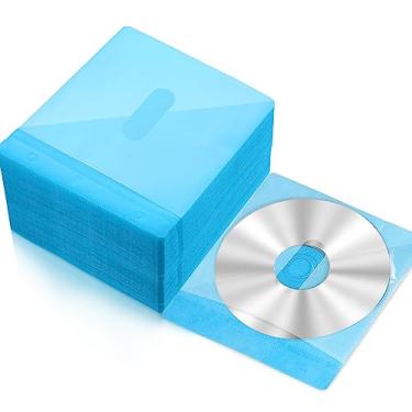 Imagem de Harloon 200 peças de capas de CD envelopes de DVD, refil de dupla face, estojo de plástico para fichários de armazenamento em branco para substituição de proteção (azul)