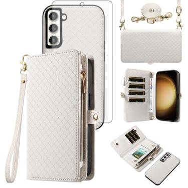 Imagem de Asuwish Capa de celular para Samsung Galaxy S23 Plus S23+ 5G com zíper carteira de celular com alça protetora de tela de vidro temperado flip suporte para cartão S23plus 23S + S 23 23+ SM-S916U 16.8