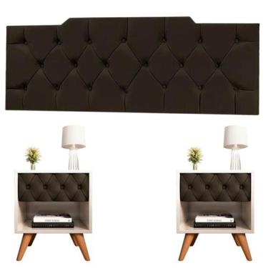 Imagem de Kit 1 Cabeceira 1.60Cm Queen 2 Mesa Cabeceira Glamur Vitoria - Jc Mart