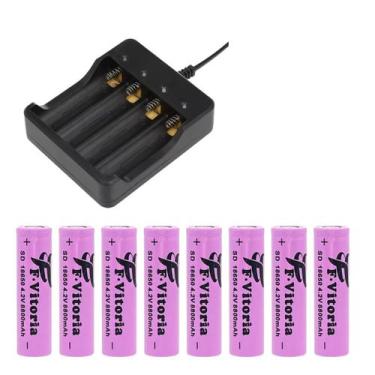 Imagem de Kit Carregador Duplo De 4 Slot Bateria 14500 Mais 8 Bateria 18650, 145