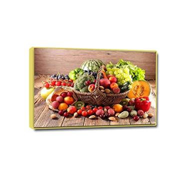 Imagem de Impressão de imagens de cozinha em tela - Decoração de arte de parede em tela de cozinha grande - pôsteres e impressões de cesta de frutas - Comida a imagem para decoração de sala de jantar 40 x 60 cm