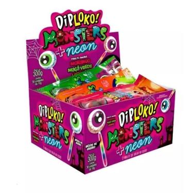 Imagem de Pirulito Dip loko Brilha No Escuro Monsters Olho Neon C/30