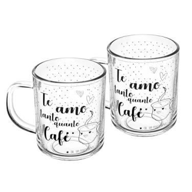 Imagem de LYOR - Conjunto 2 Canecas em Vidro para Café com Frase ''Te Amo'' - Capacidade 220ml