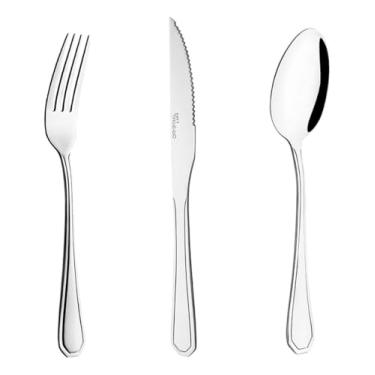 Imagem de Jogo De Talheres Inox 36 Peças Com Garfo Faca Colher Linha Silver Alta Durabilidade Design Moderno Para Cozinha Restaurantes Eventos