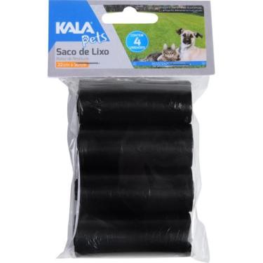 Imagem de Saco Coletor Plástico Preto para Pets 4 Rolos 22x30 Kala