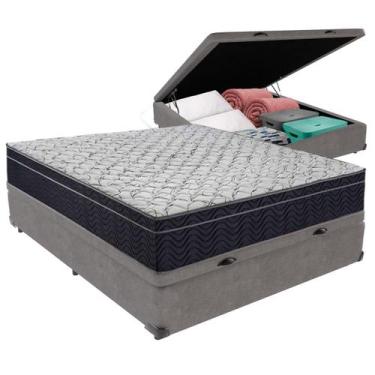 Imagem de Cama Box Baú Viúvo Cinza + Colchão Airtech D45 D45 Ortobom