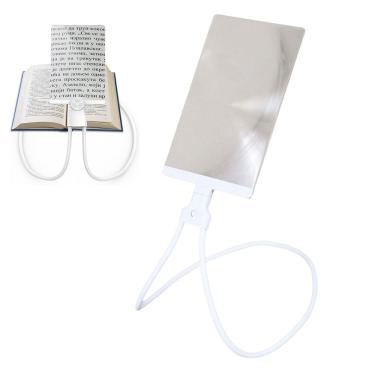 Imagem de Lupa de Pescoço Leitura Aumento 5x Haste Flexivel Maos Livres Apoio Mesa Trabalho Idoso Baixa Visao Vista Cansada Visualizaçao Ampla