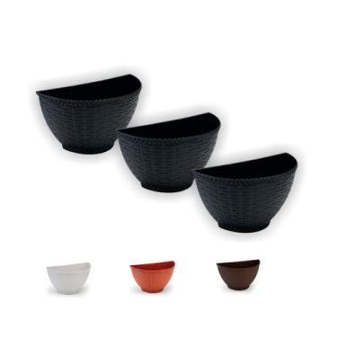 Imagem de Vaso De Parede Rattan G Kit Com 3 - Jardim Vertical Orquidea Samambaia