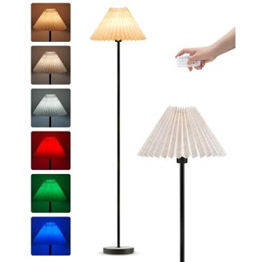 Imagem de UMEXUS Luminária De Chão Led Sem Fio Para Quarto, Recarregável, Rgb Regulável, Portátil, Moderna, Plissada, Com Controle Remoto E Temporizador, Luminária De Canto Pequena Para Sala De Estar, Cabecei