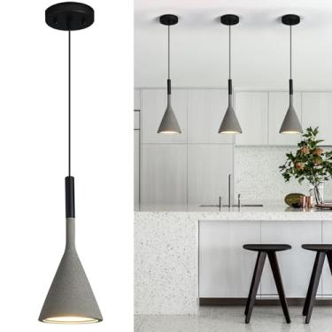 Imagem de ADCTHOME Luminárias Pendentes Pretas Estilo Fazenda, Luminárias De Concreto Com 1 Luminária Pendente Para Ilha De Cozinha Industrial, Para Sala De Jantar, Quarto, Corredor, Teto (Pacote Com 2)