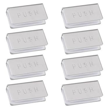 Imagem de UFURMATE Braçadeira magnética, 8 peças ajustáveis sem moldura, placas magnéticas retangulares de metal, clipes de porta de vidro, peças de reposição de trava de armário de vidro (cromada)