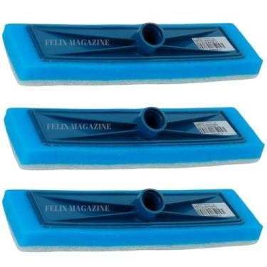 Imagem de Kit 03 Esponjas Buchas Esfregões para Rodo Limpa Vidros, Esfregão Azul, Premium, Felix Magazine